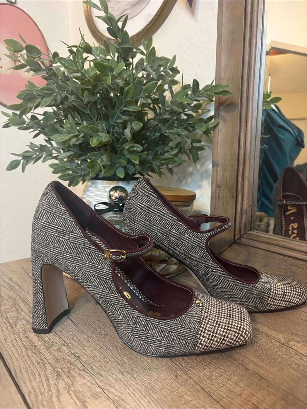Circus by Sam Edelman Elora Mary Jane Tweed Heels in Black Multi-Sz 8.5-NWOT